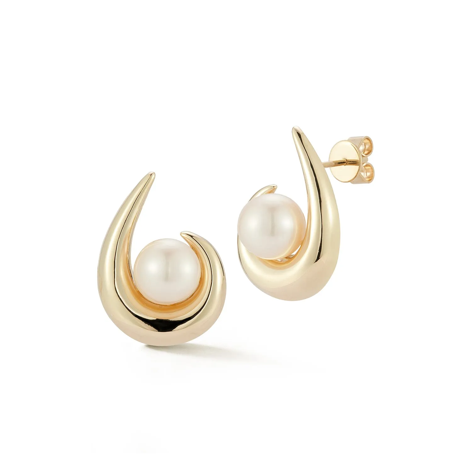 14kt Pearl Curl Earrings