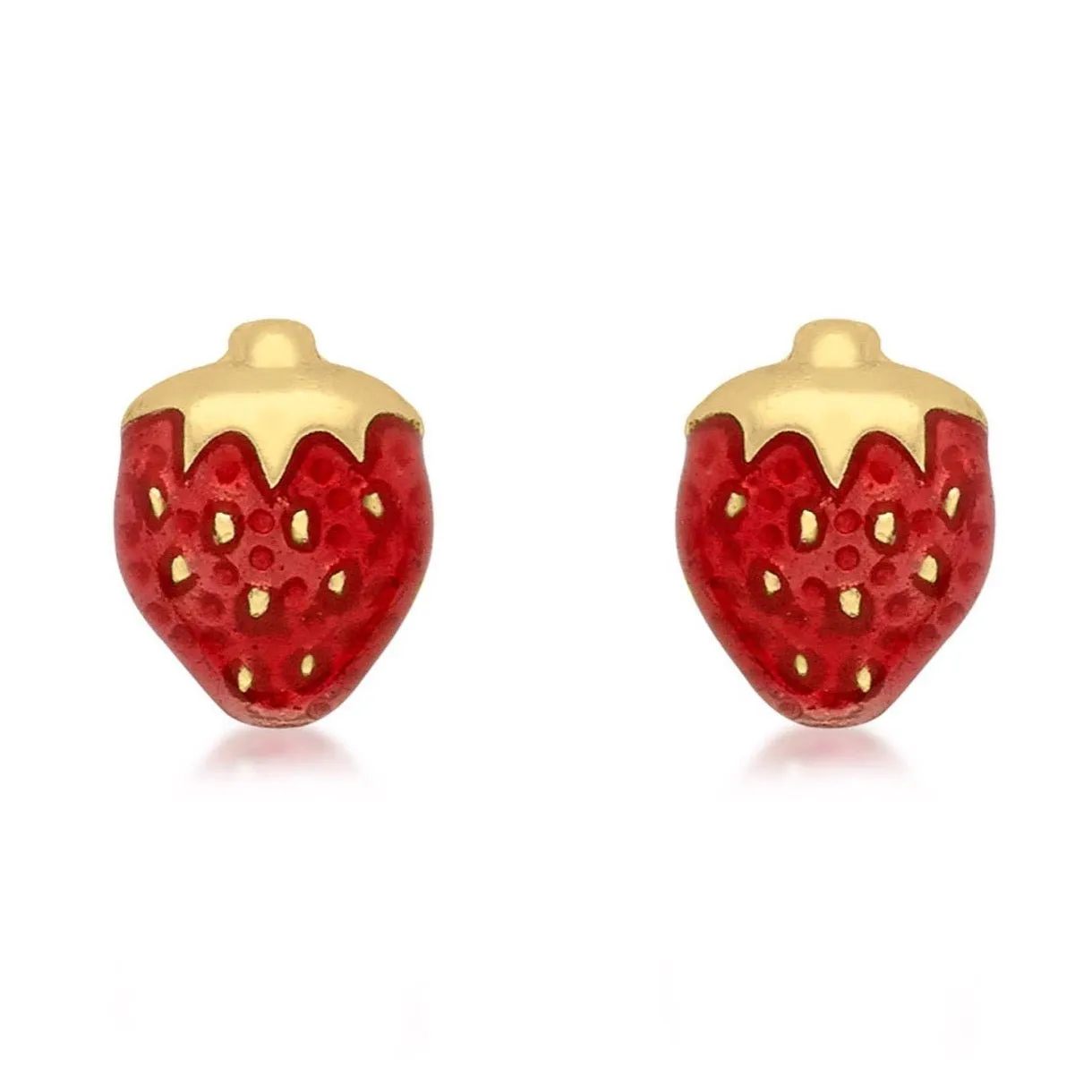 9ct Gold Strawberry Stud Earrings - 6mm