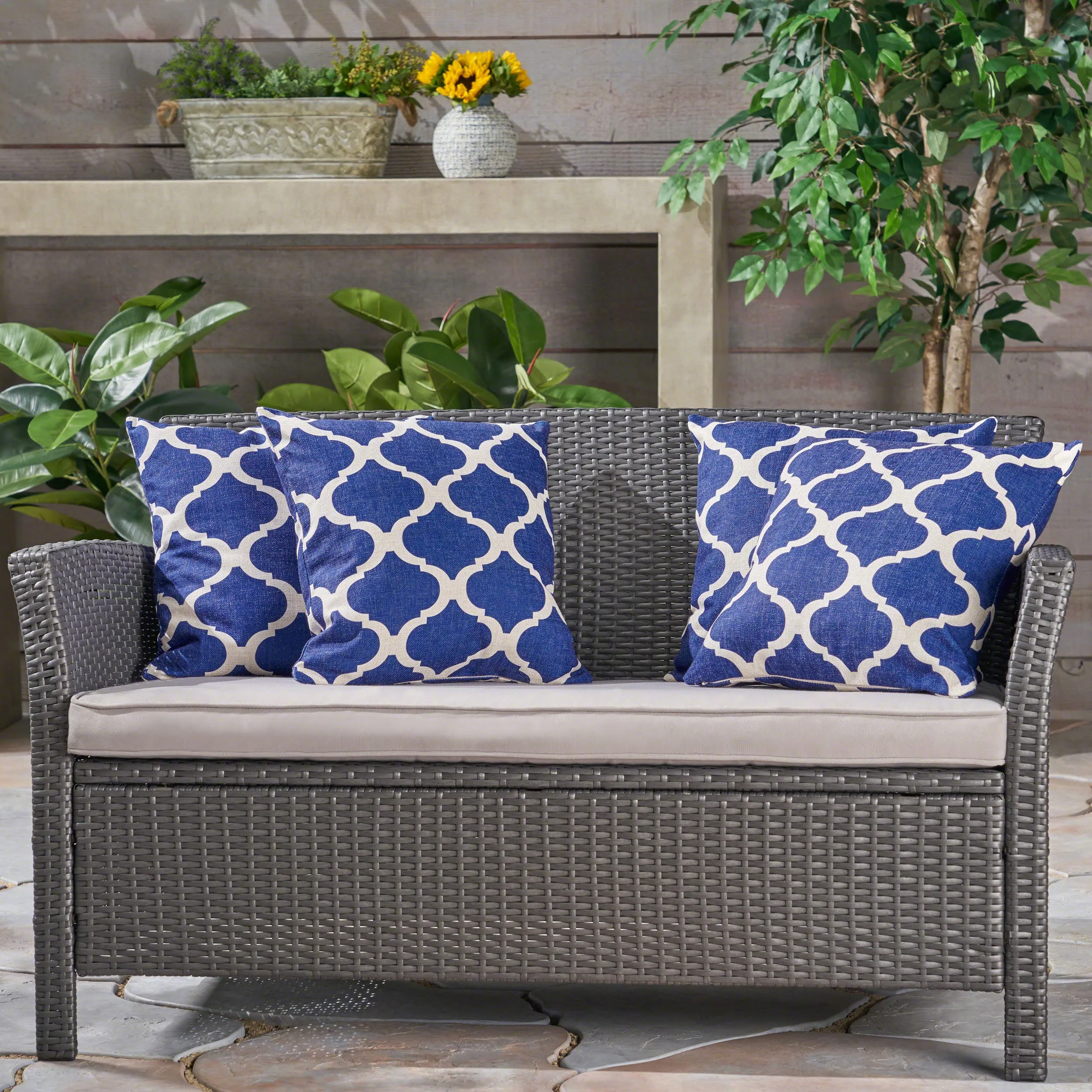 Amelia Outdoor 18-inch Water Resistant Square Pillows