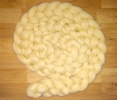 Babies Breath Wool Roving Pretzel Braid