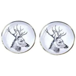 Bassin and Brown Side Stags Head Cufflinks - White/Black