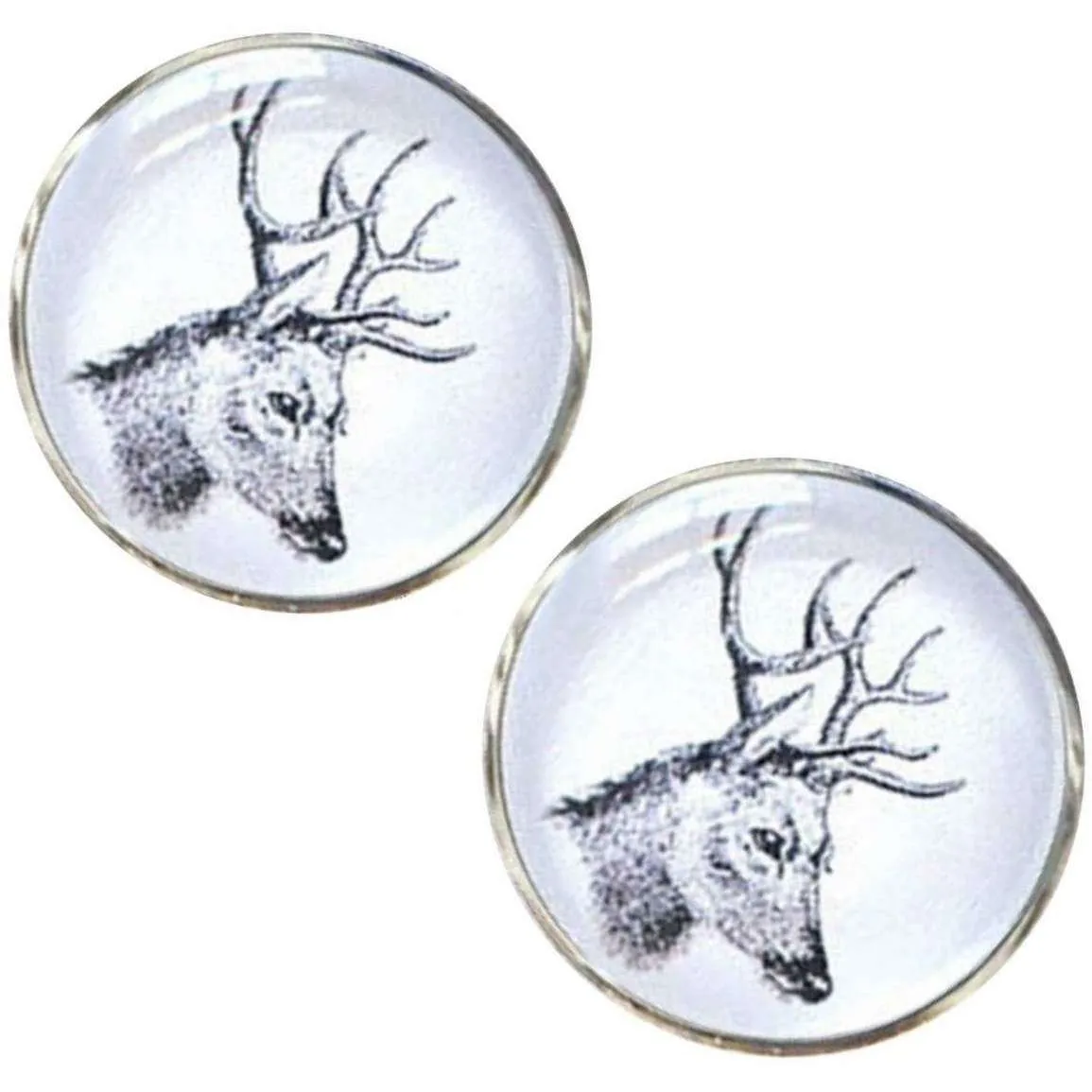 Bassin and Brown Side Stags Head Cufflinks - White/Black