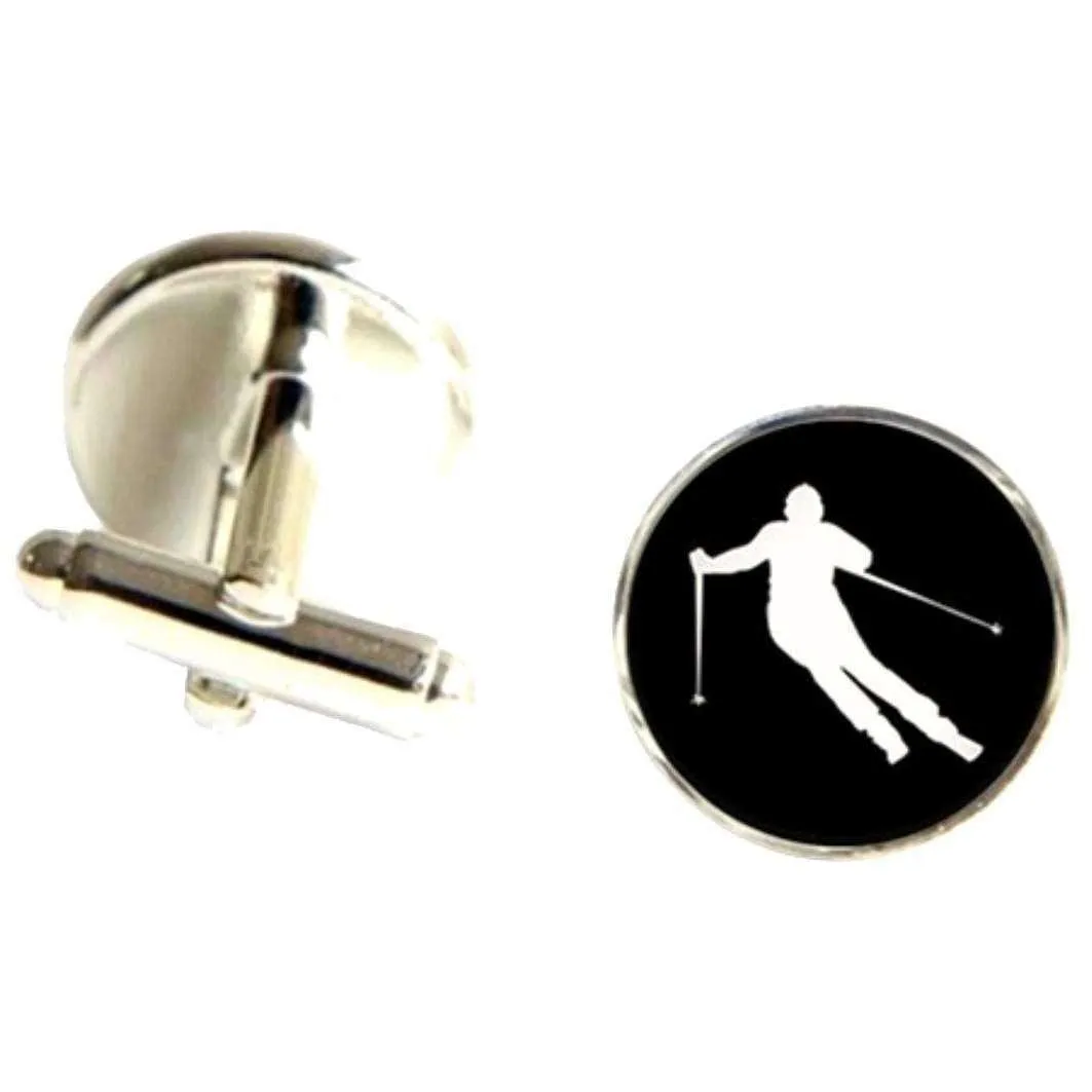 Bassin and Brown Skier Cufflinks - Black/White