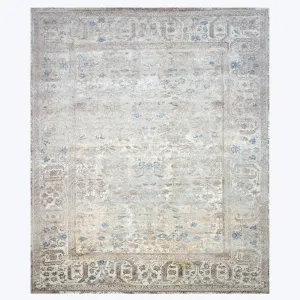 Beige Traditional Wool Silk Blend Rug - 9'3" x 12'3"