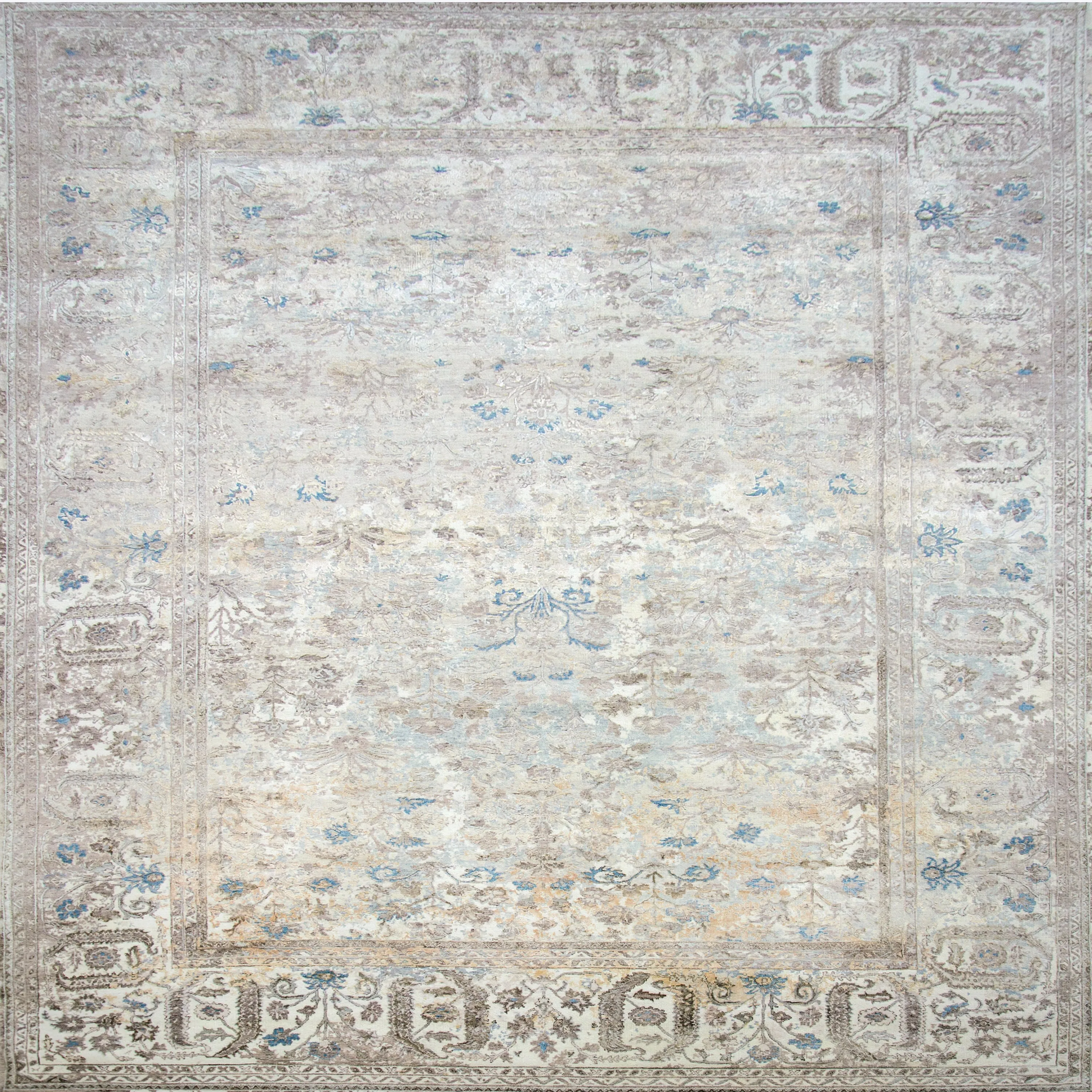 Beige Traditional Wool Silk Blend Rug - 9'3" x 12'3"