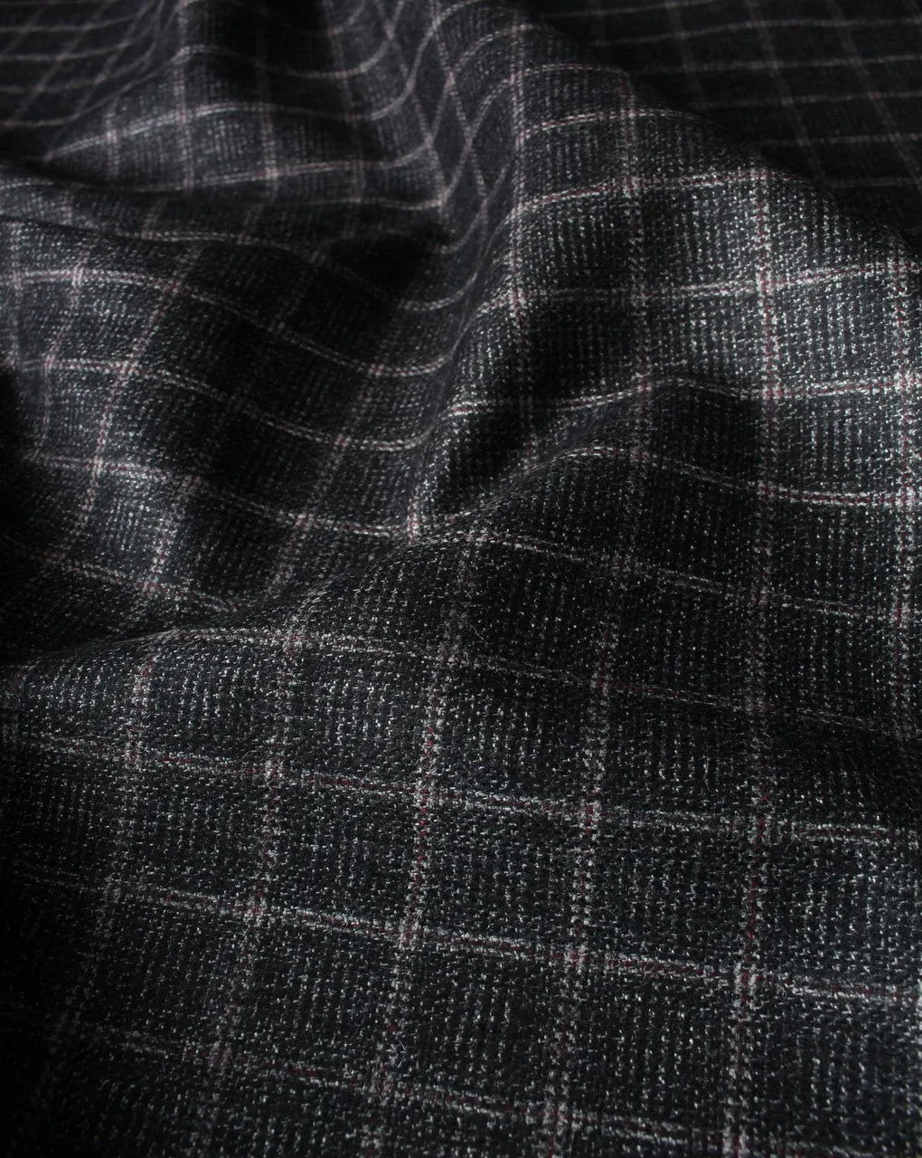 Black And Off White Checks Design Woolen Tweed Fabric