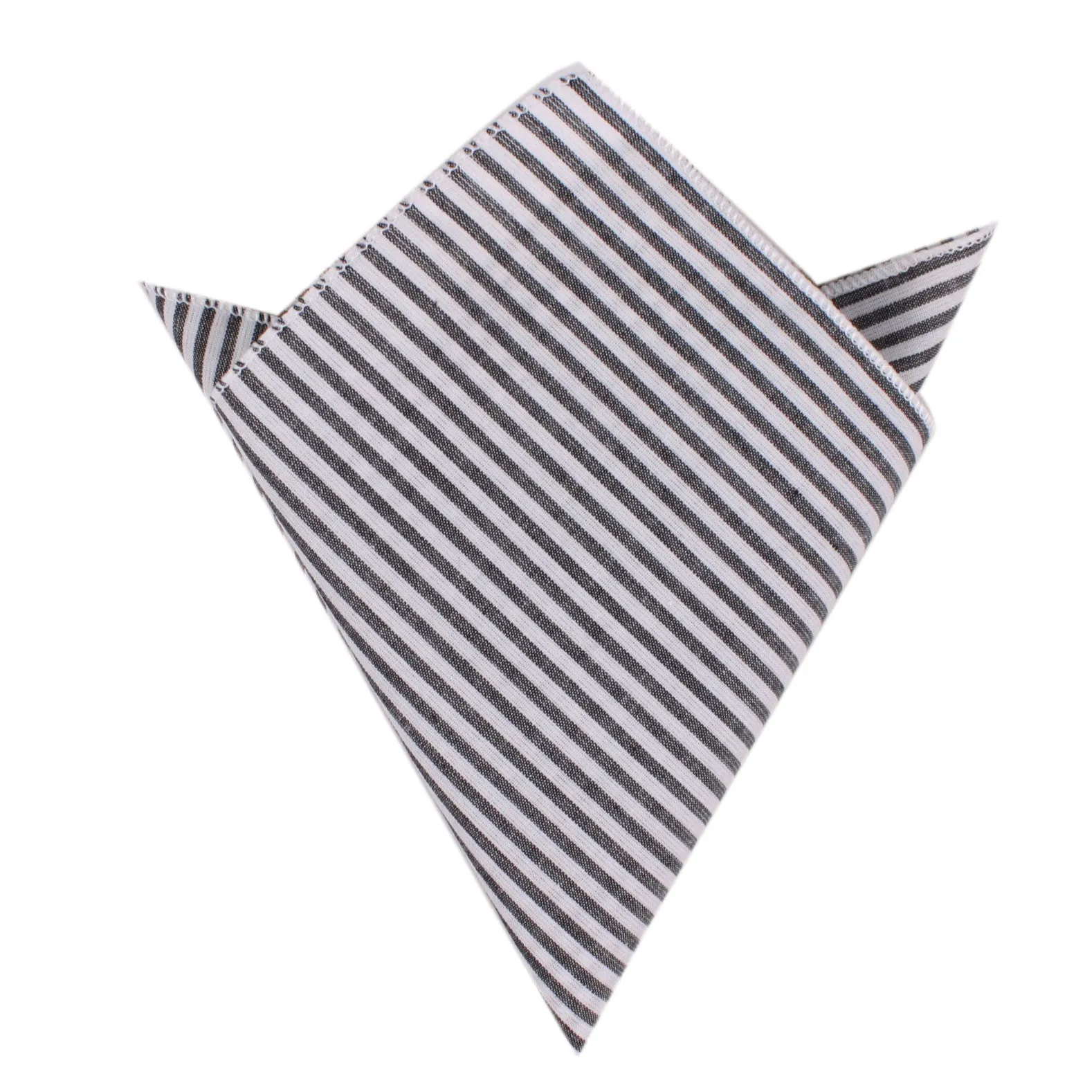 Black and White Chalk Stripes Cotton Pocket Square