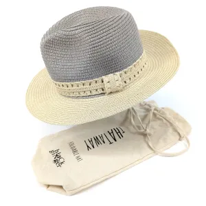 Black Ginger Vintage Two Tone Panama Foldable Hat - Silver Grey