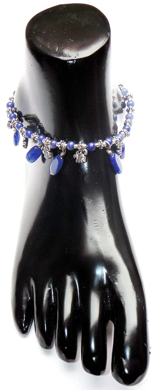 Blue agate Anklet - made up from Blue agate beads