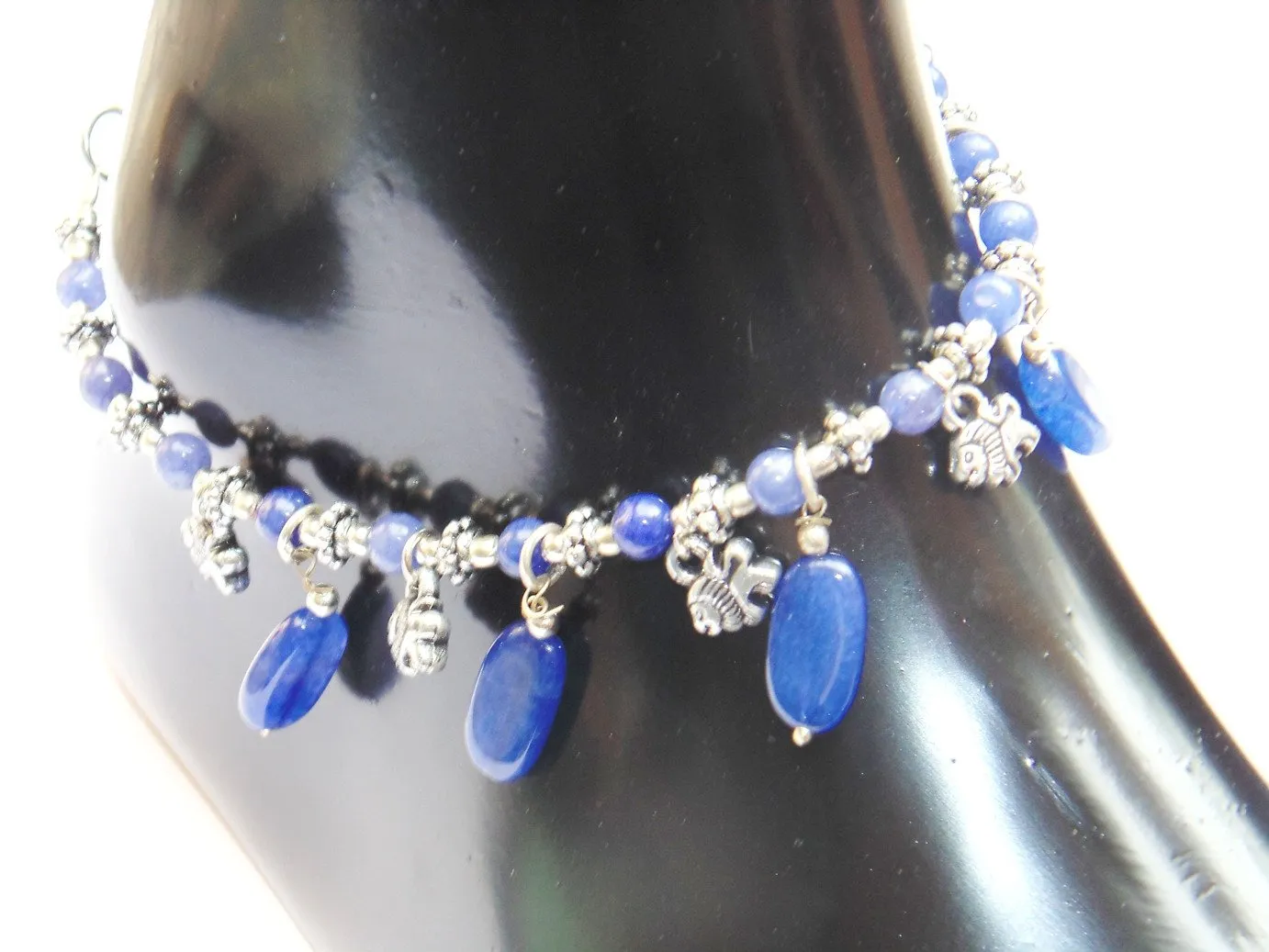 Blue agate Anklet - made up from Blue agate beads