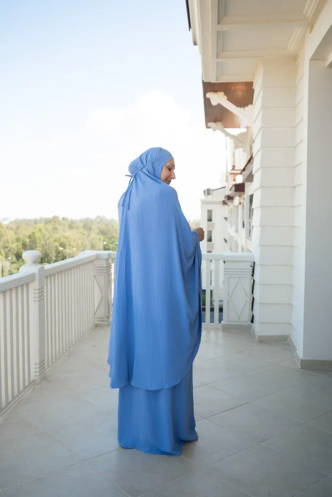 Blue Calinia prayer gown two piece set khimar for omrah