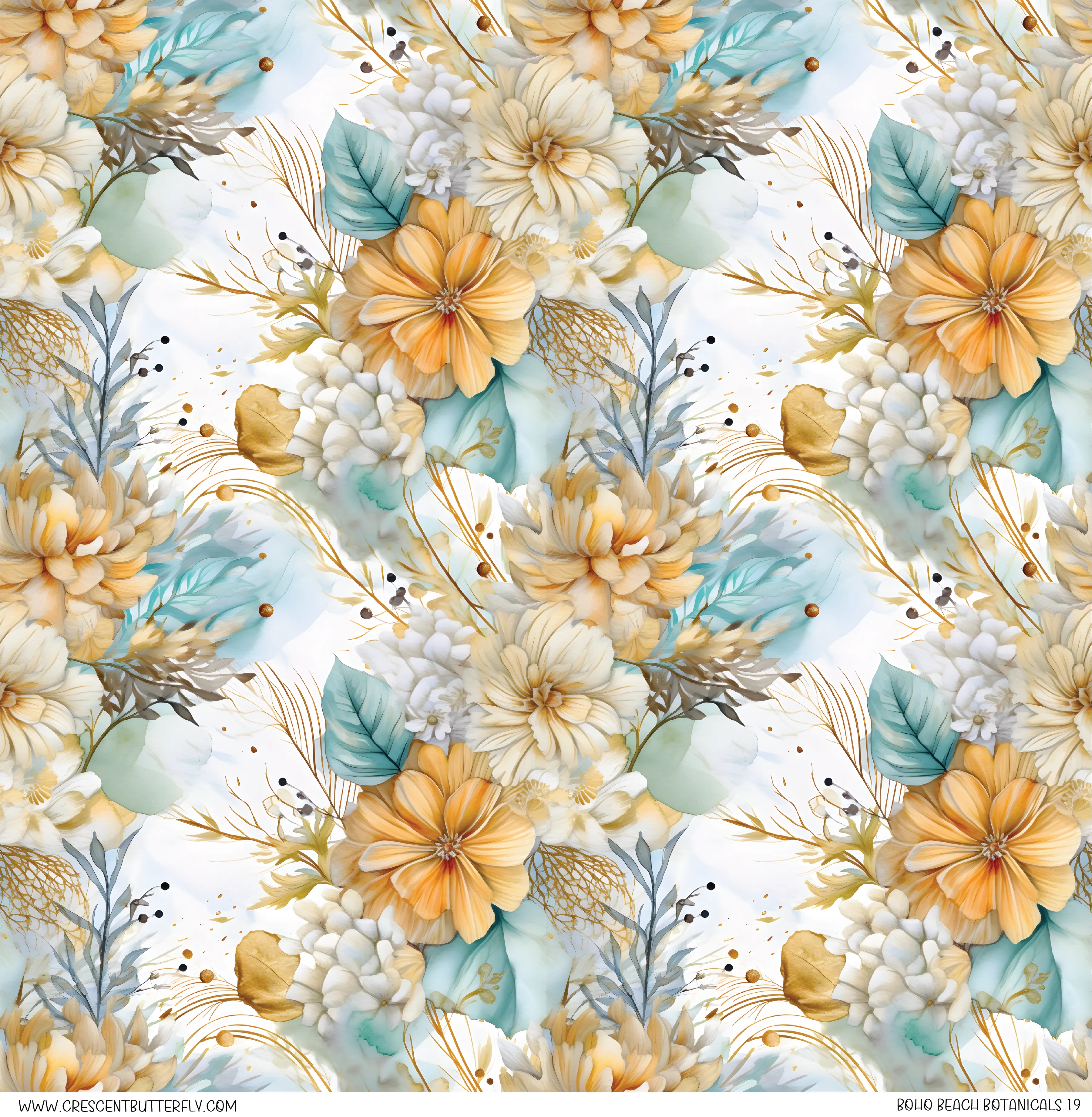 Boho Beach Botanicals 19 Pattern Vinyl Sheet/Wrap