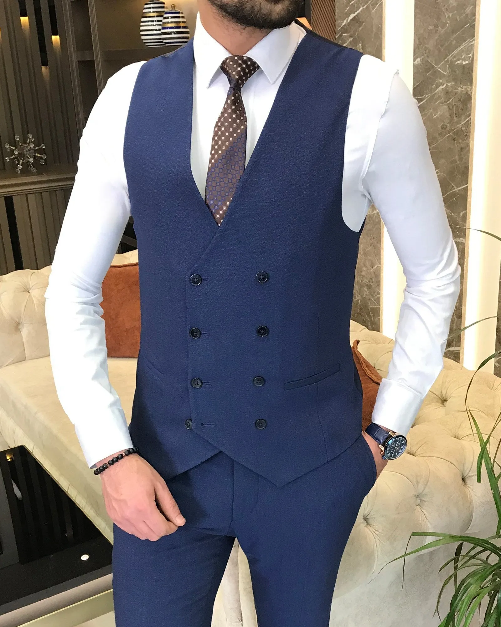 Bojoni Montreal Slim Fit Blue Suit