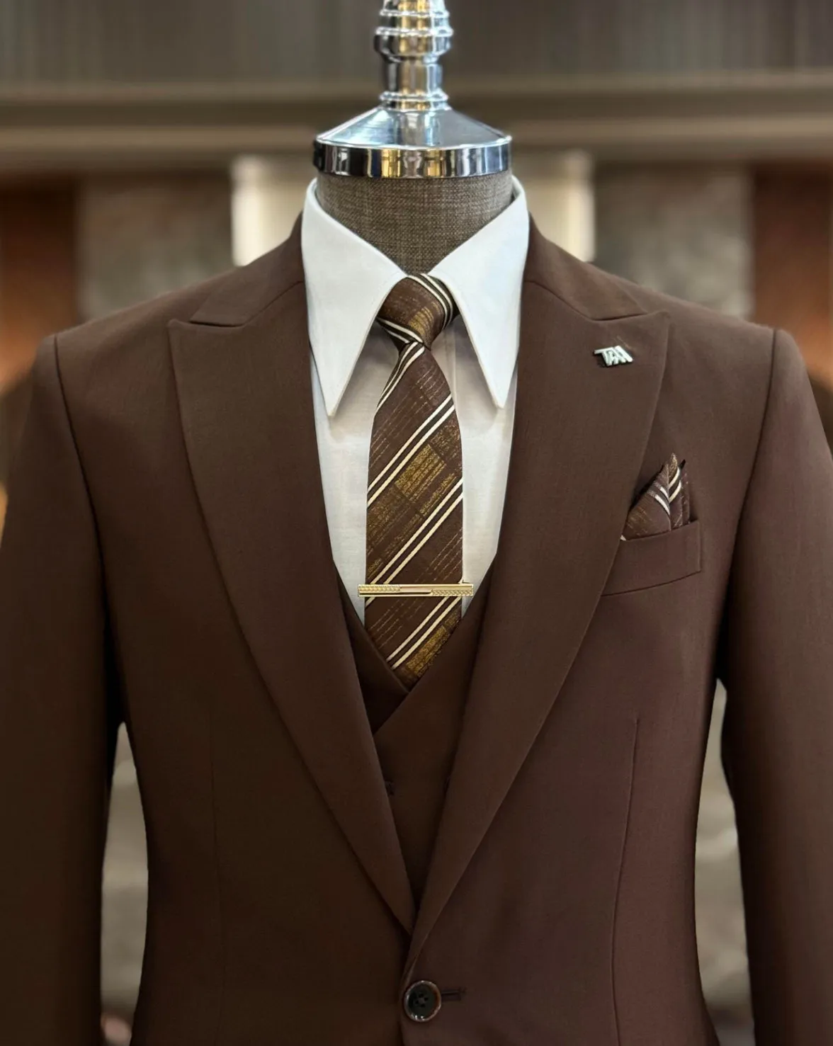 Bojoni Oxford Brown Slim Fit Suit