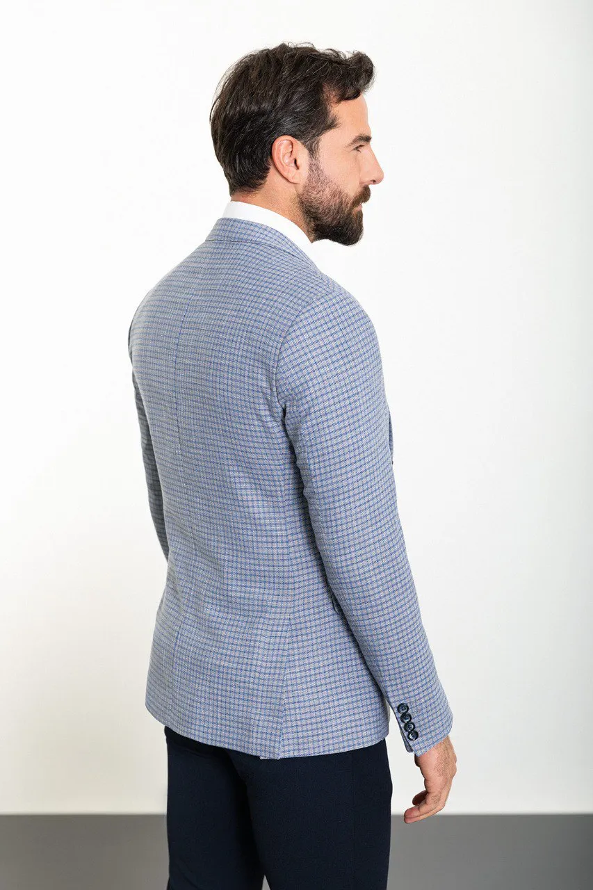 Bojoni Torretta Slim Fit Light Blue Plaid Blazer