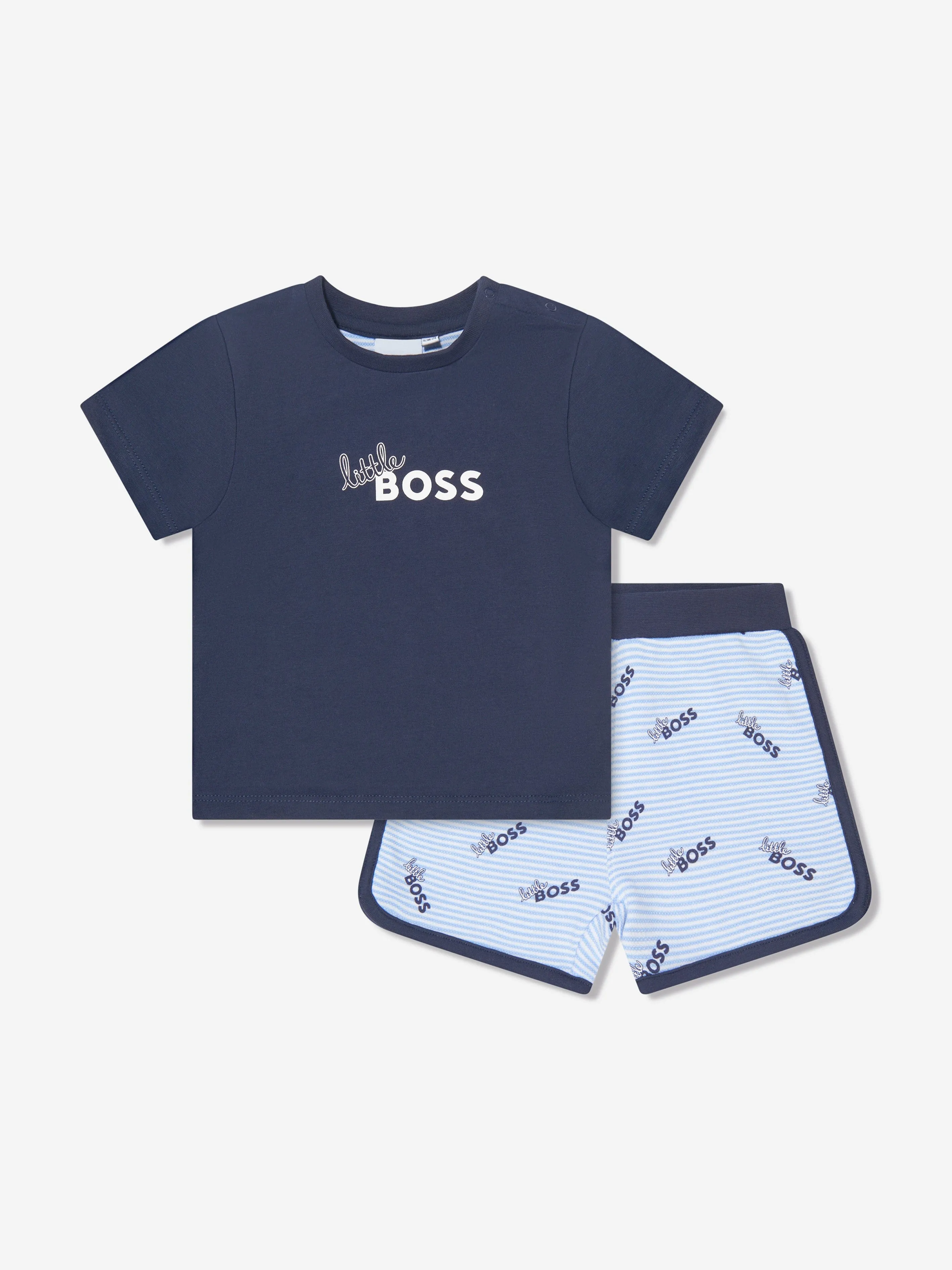 BOSS Baby Boys Organic Cotton T-Shirt And Shorts Set in Navy