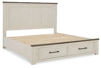 Brewgan California King Panel Storage Bed with Mirrored Dresser and Chest