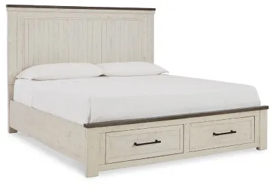 Brewgan California King Panel Storage Bed with Mirrored Dresser and Chest