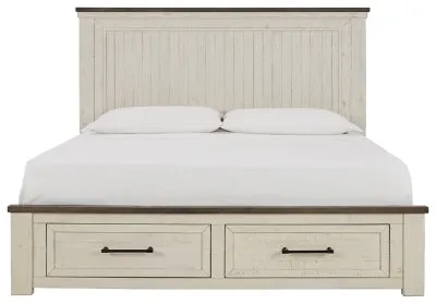 Brewgan California King Panel Storage Bed with Mirrored Dresser and Chest