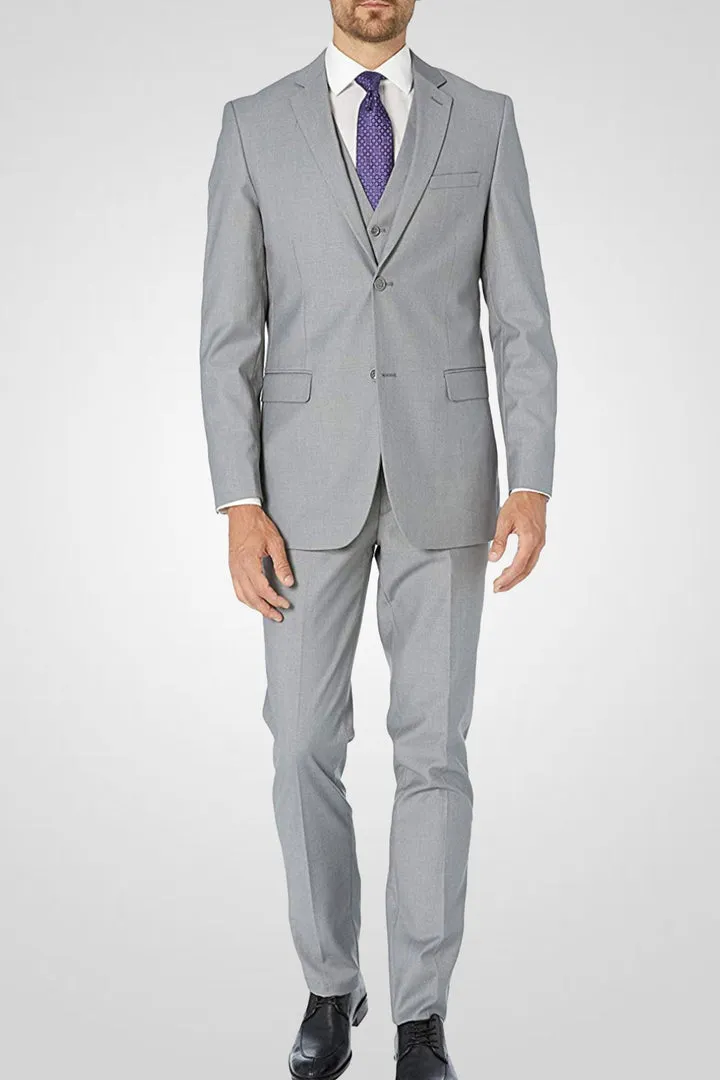 Capitano Solid 2 two-buttons Slim Fit Suit ,2BV-DRESSY SUITS-S00802-LT GREY