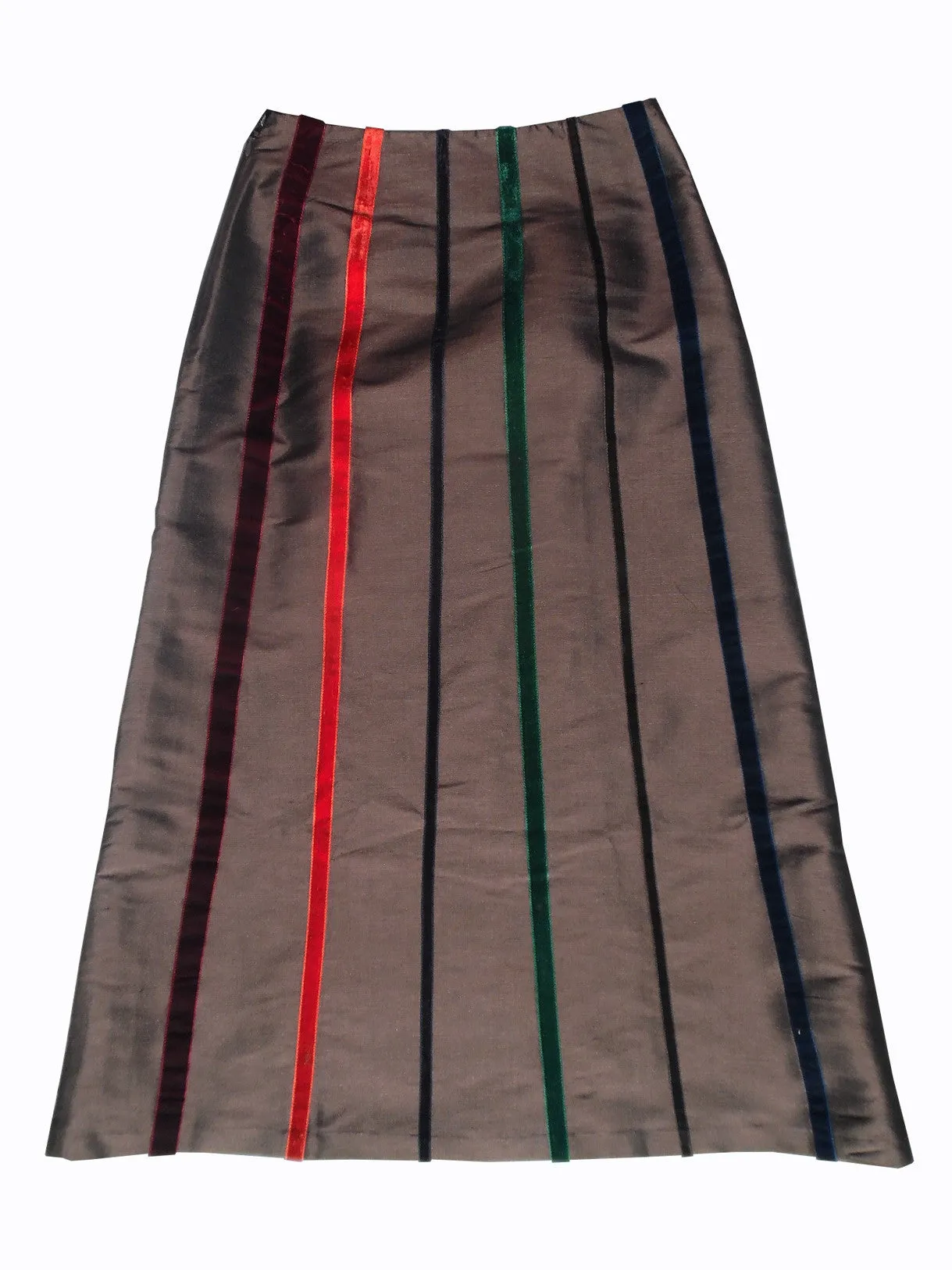 Carnival Skirt Thai Silk And Velvet Ribbons Chocolate