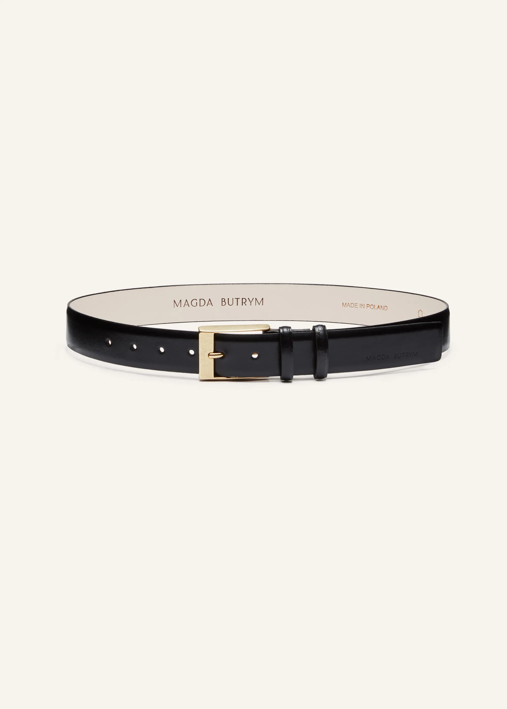 Classic gold buckle belt in black leather