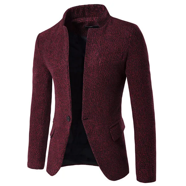 Collar Slim Business Woolen Blazers for Men Casual Fashion Printing Stand