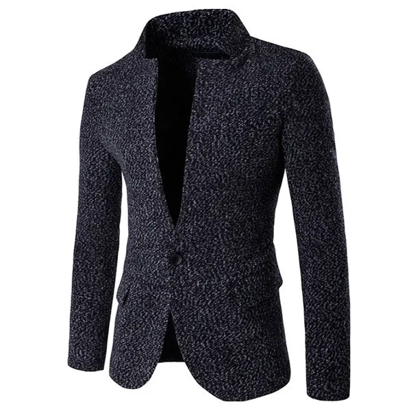 Collar Slim Business Woolen Blazers for Men Casual Fashion Printing Stand