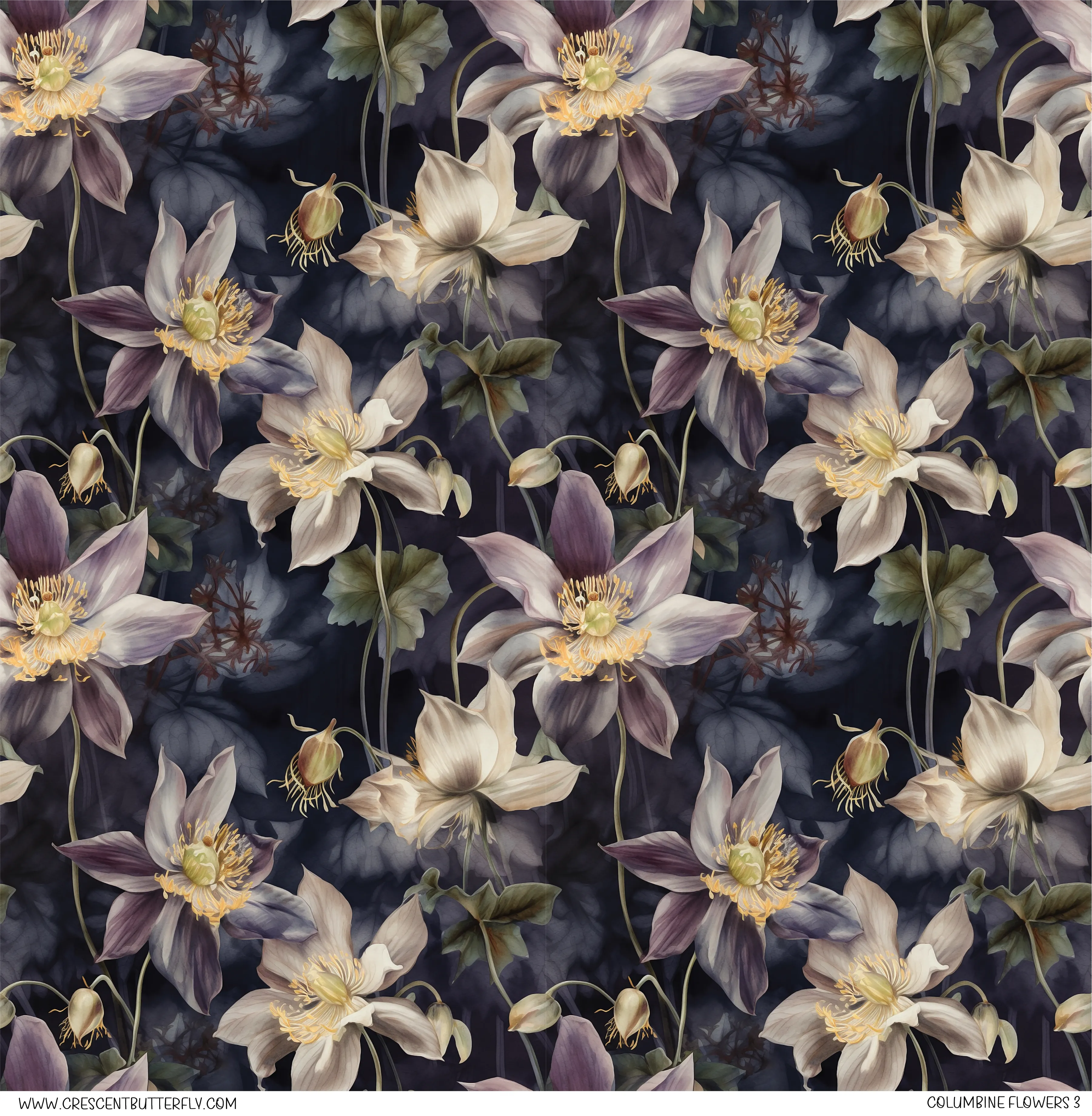 Columbine Flowers 3 Pattern Vinyl Sheet/Wrap