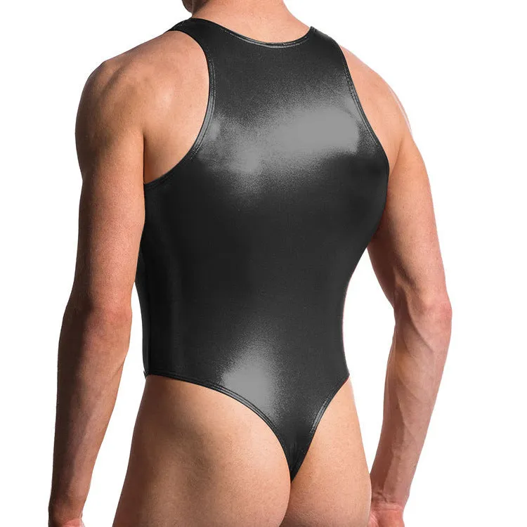 Come Closer Sexy Open Wet look | Body Suit | Stretch | Black | Thong