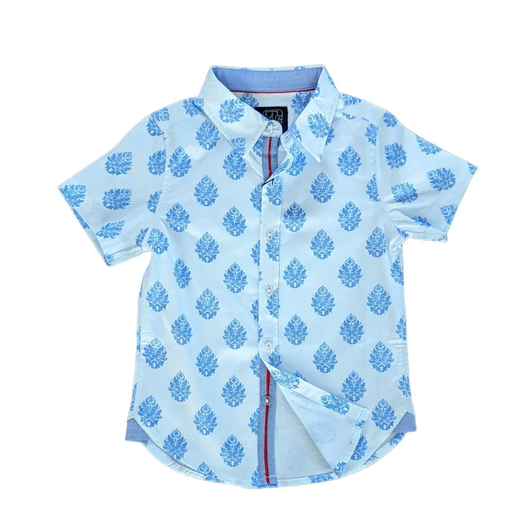 Damask Shirt In Short Sleeves