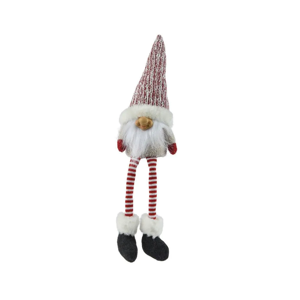 Decoris Polyester Sitting Gnome with Dangle Legs 45cm - Red