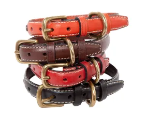 Dog Collars & Dog Leads - Canine Styles Classic Flat Leather - Brass Name Plaque - 5 Color Options