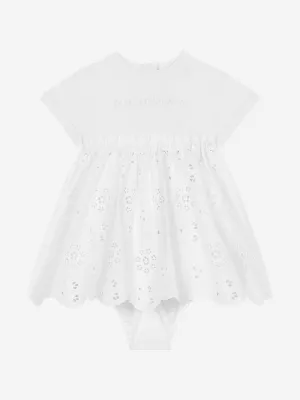 Dolce & Gabbana Baby Girls Embroidered Dress With Knickers in White