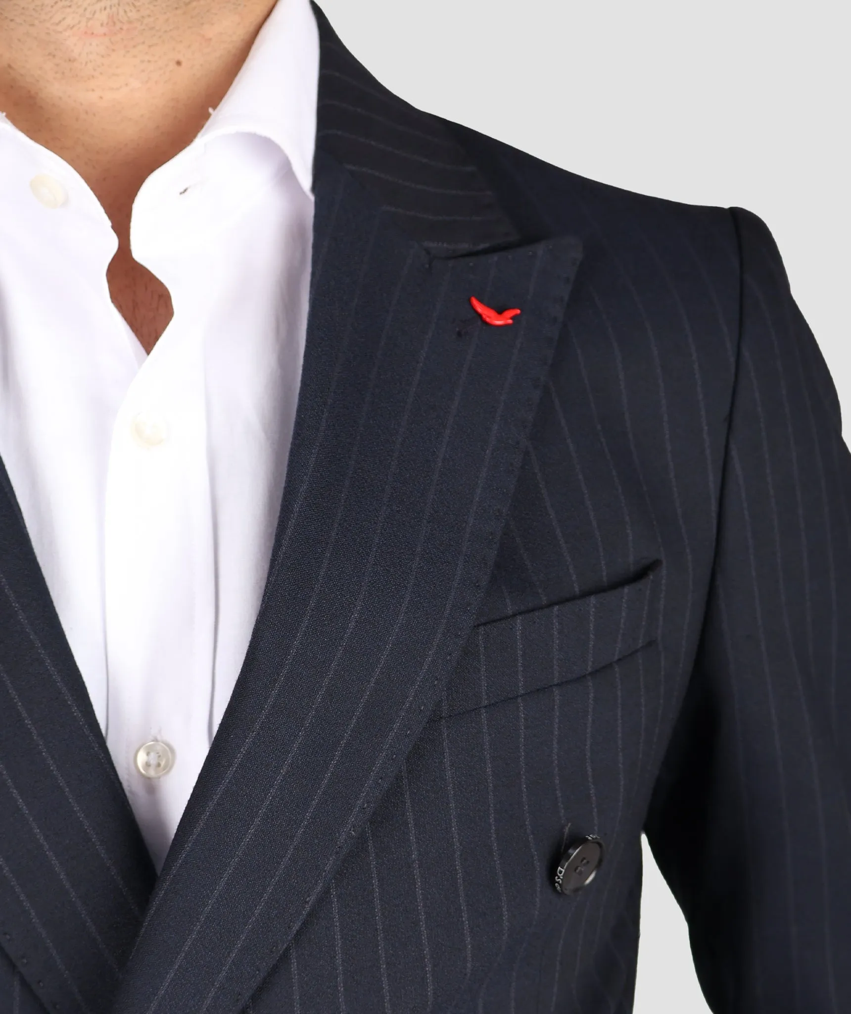 DS Damat Striped Navy Blue Slim Fit Suit