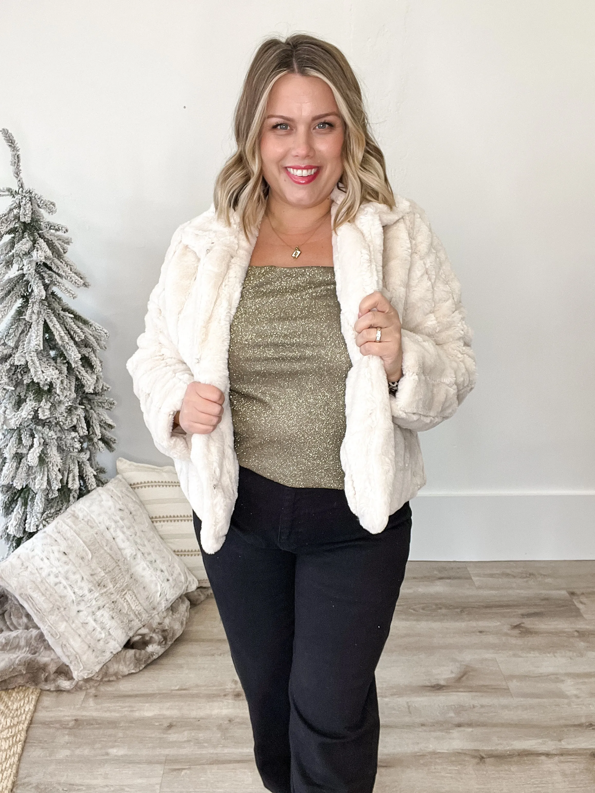 Faux Fur Coat - Cream