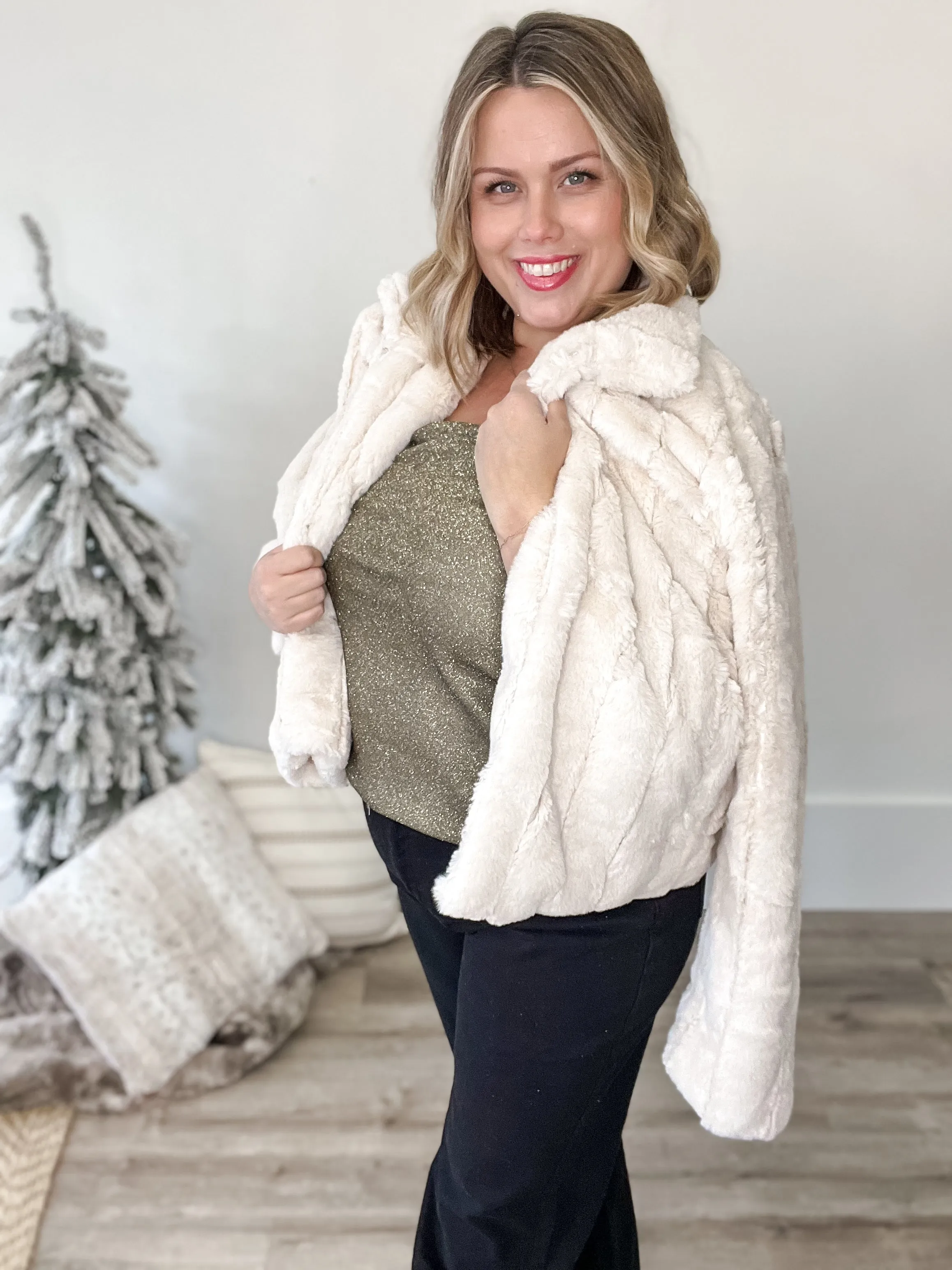 Faux Fur Coat - Cream