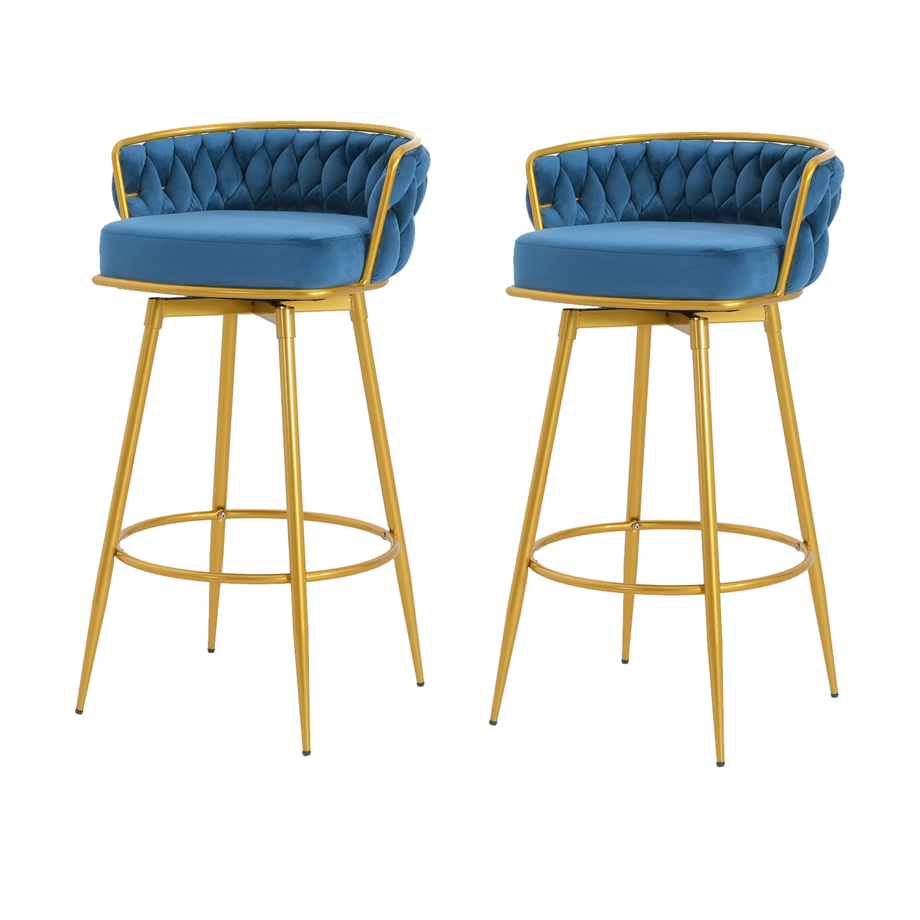 Flufy Modern Swivel Counter Height Bar Stools Barstool,Set of 2