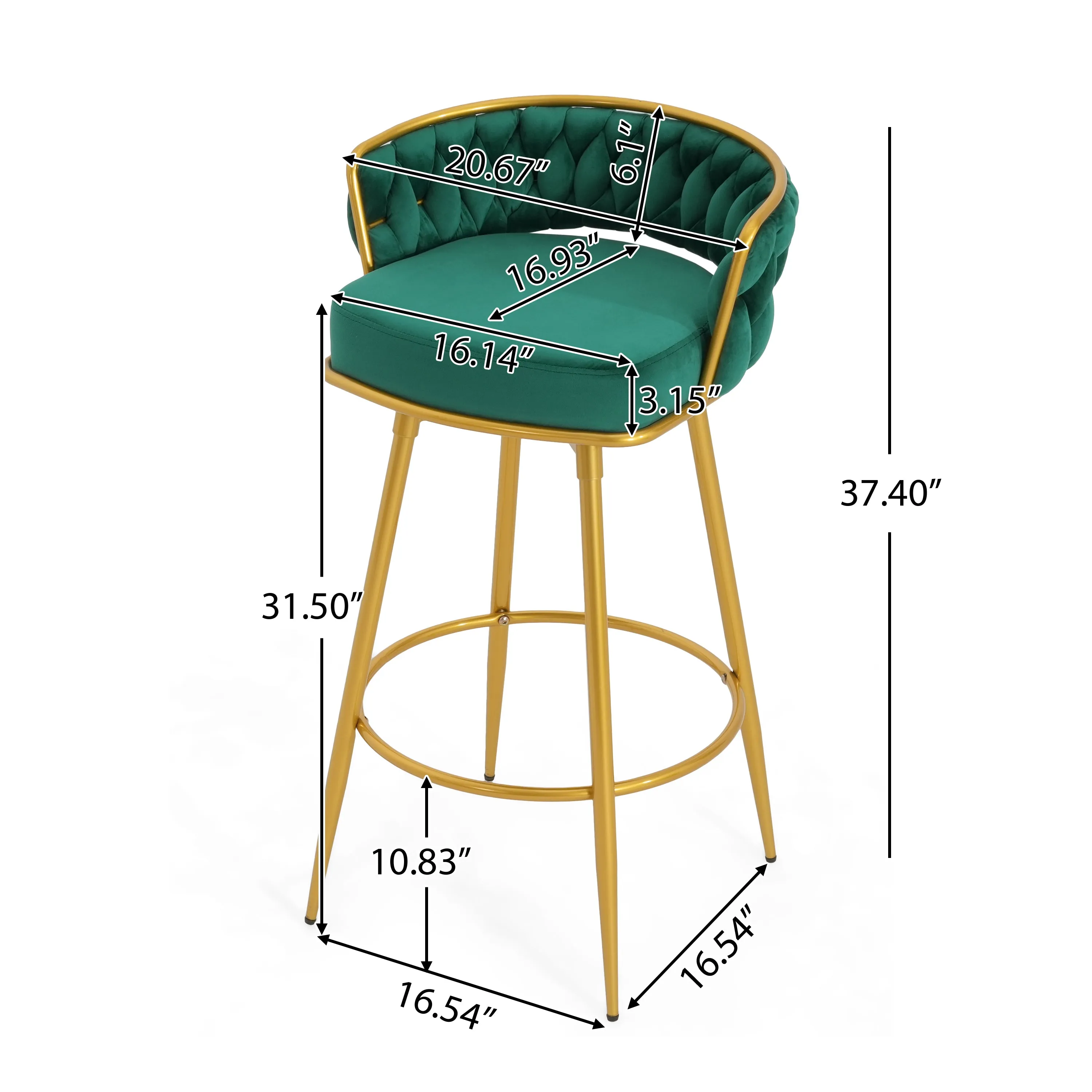 Flufy Modern Swivel Counter Height Bar Stools Barstool,Set of 2