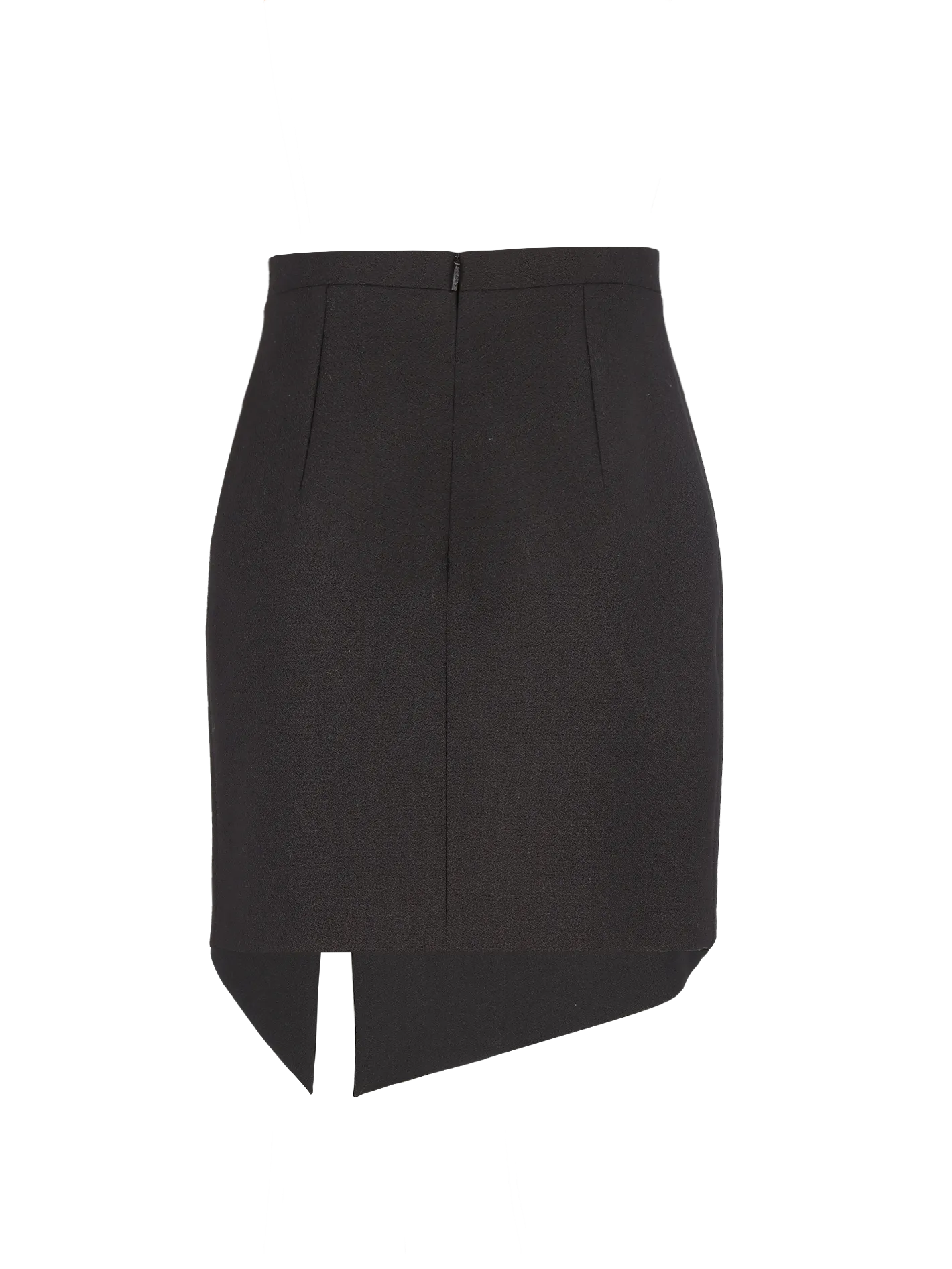 front-slit wool knee-length skirt