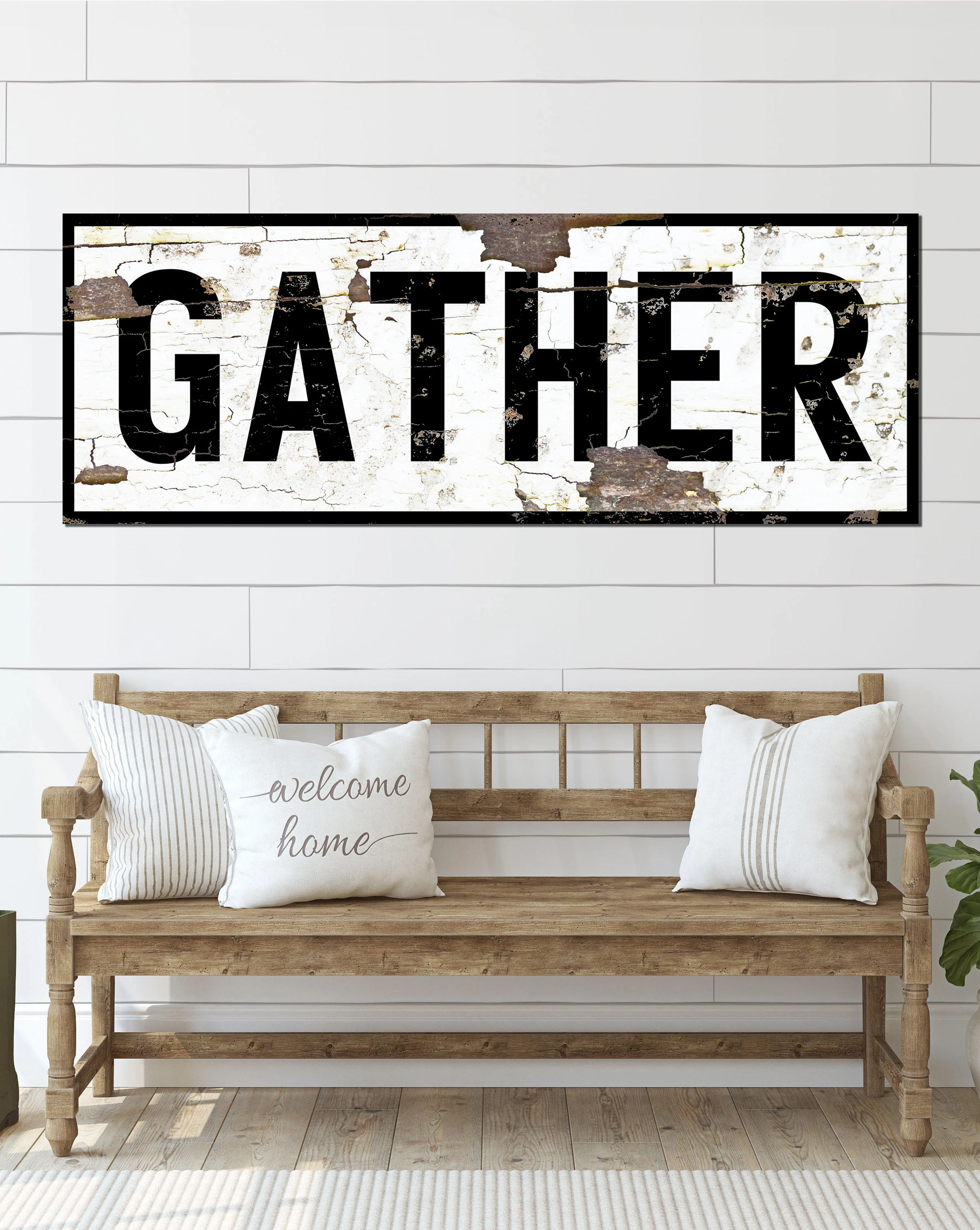 Gather Vintage Sign Canvas Wall Art - Large Gather Canvas Sign