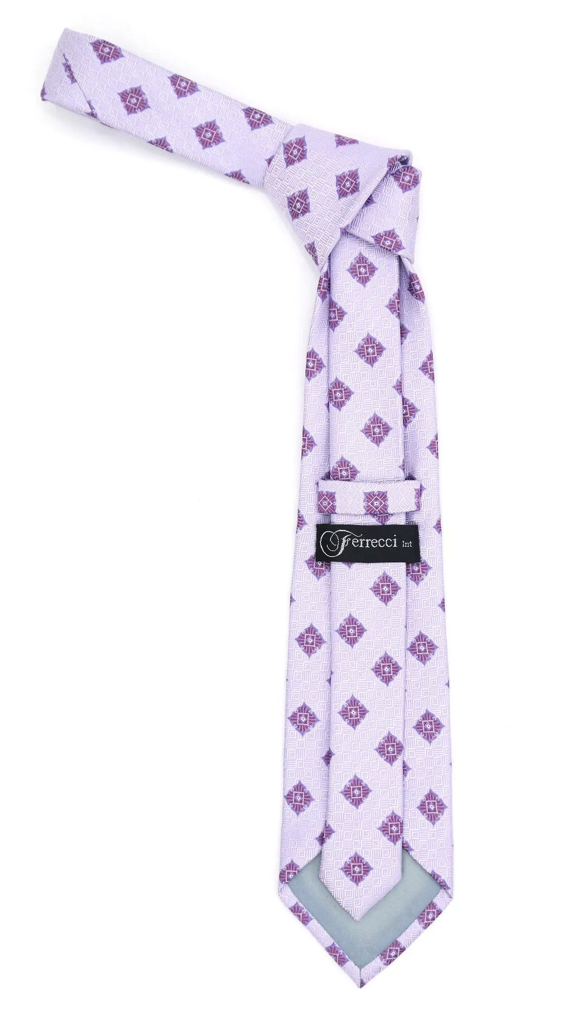 Geometric Light Purple Necktie with Hanky Set