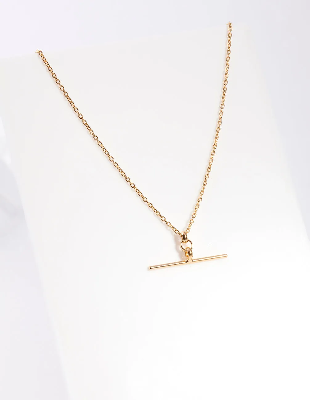 Gold Plated Sterling Silver Fine T Bar Necklace