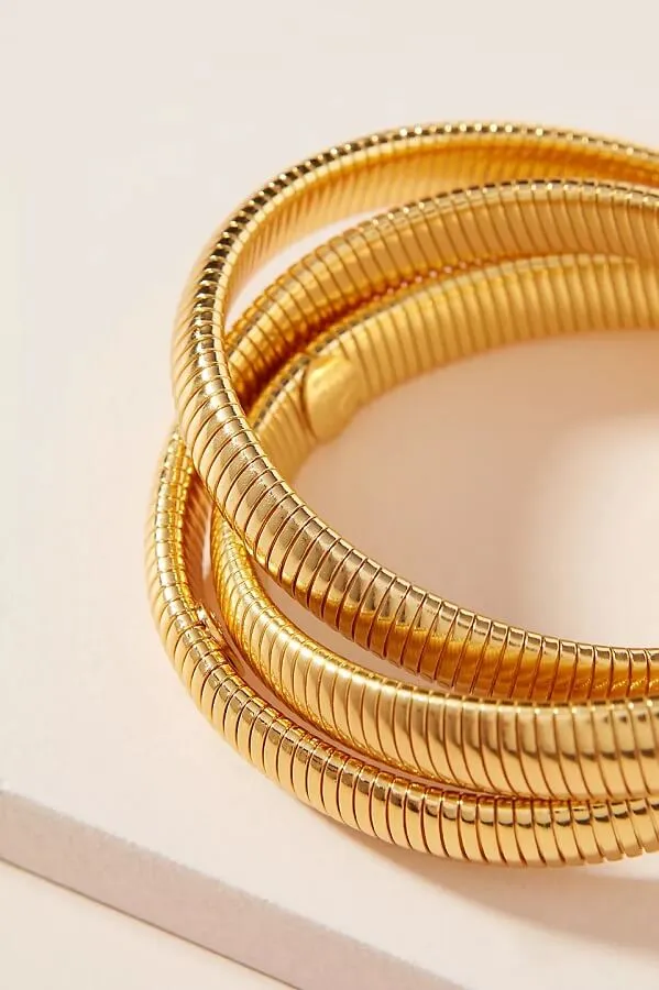 Golden Cobra Triple-Stack Bangle