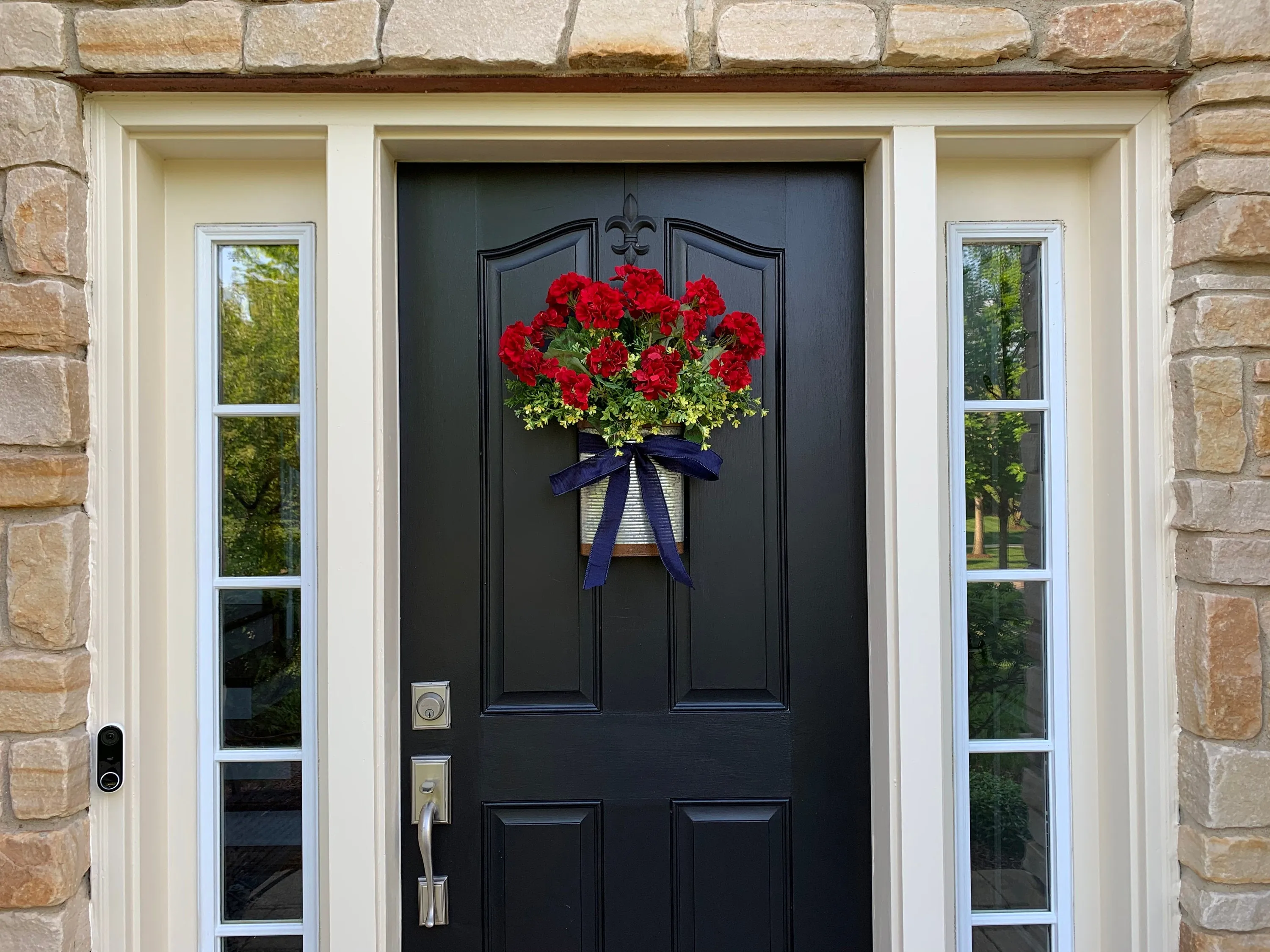 Good Times Red Geranium Bucket Wreath