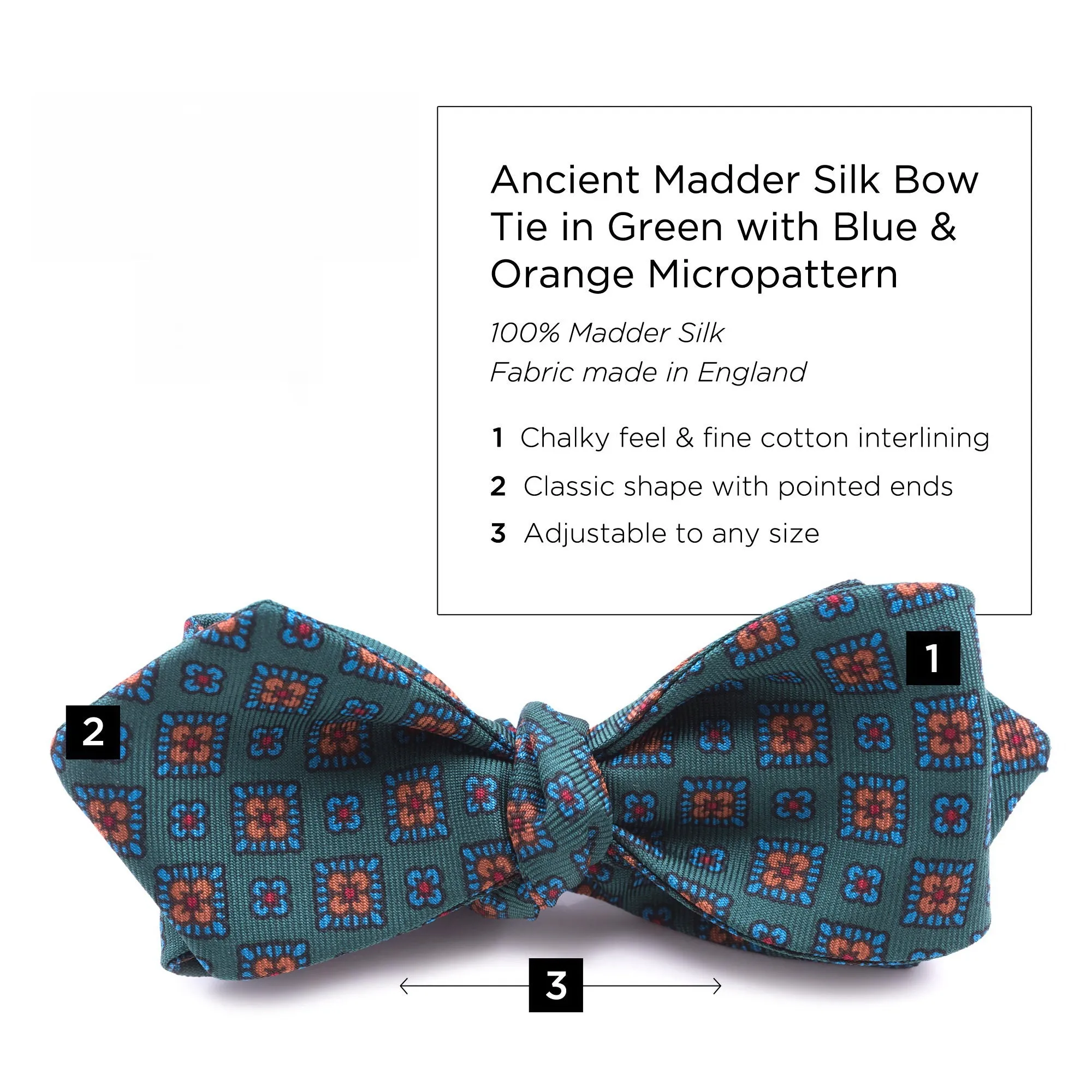 Green Macclesfield Neats Ancient Madder Silk Bow Tie