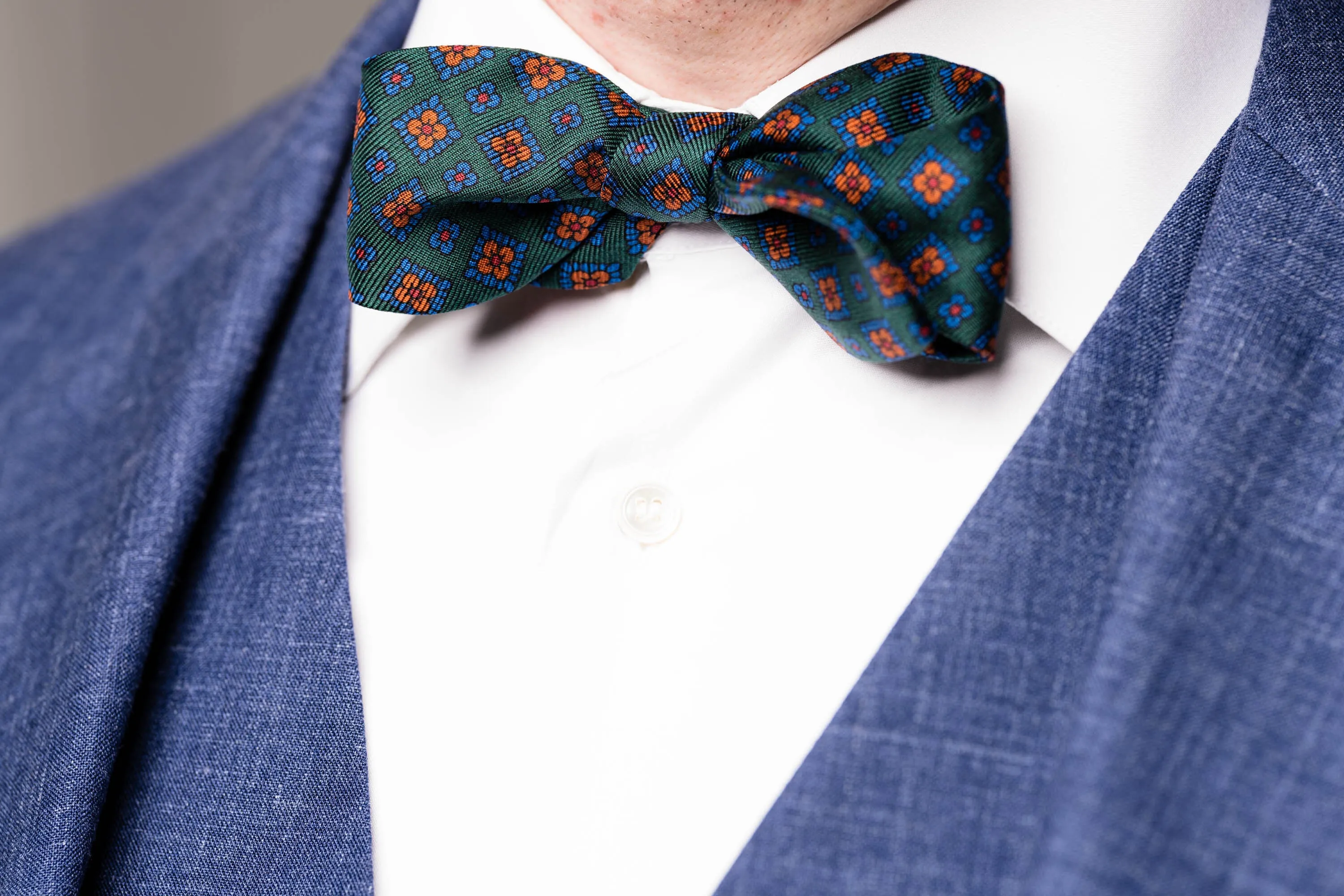 Green Macclesfield Neats Ancient Madder Silk Bow Tie