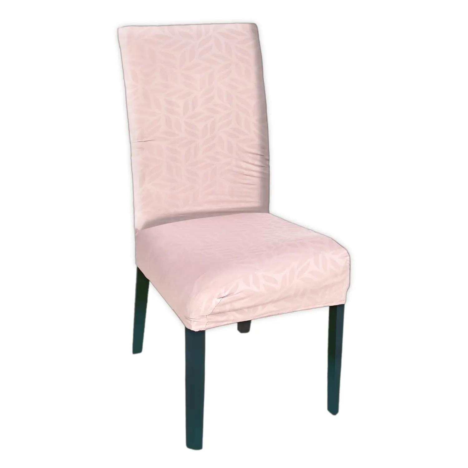 Heart Home Leaf Printed Elastic Stretchable Polyster Chair Cover for Home, Office, Hotels, Wedding Banquet (Pink)-50HH0919