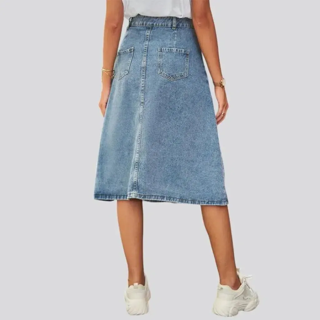 High-waist a-line jean skirt for ladies