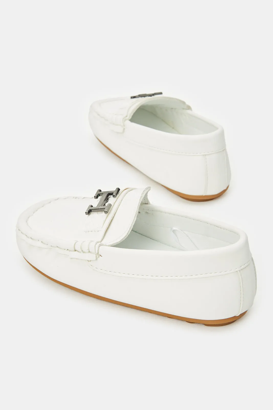 Infant Boys White Buckle Moccasin